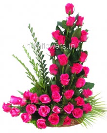 Arrangement of 45 Pink Roses  to India