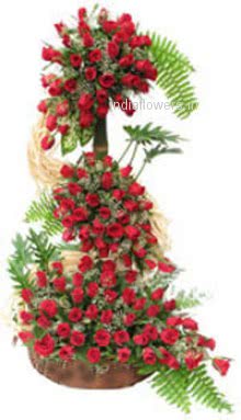 Tall Arrangement of 150 Red Roses