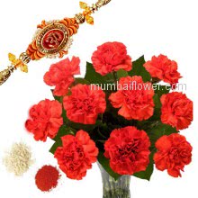 Rakhi Red Flowers Combo