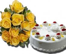 Yellow Roses and cake Combo