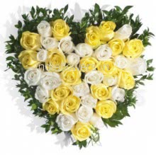 Heart of Yellow and White Roses