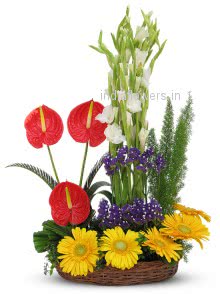 Mixed Exotic Flowers Arrangement to India