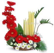 Flowers Arrangement of Red Gerberas to India