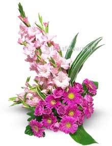Bouquet of Gladioli and Crysanthamum to India