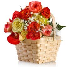 Mixed Roses in Basket