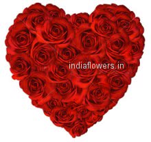 Valentines Day Heart Shape 40 Red Roses make your Loves Valentine day most memorable day of life.