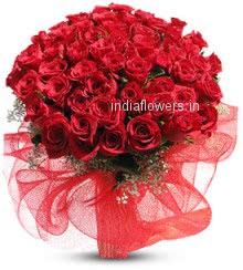 Gift Bunch of 50 Valentines Day Red Roses to your Love