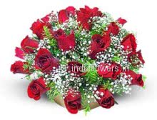 30 Red Roses in a Basket for your Valentine, on Valentine day special.