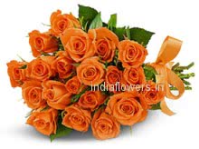 Bunch of 24 Bright Orange Roses for your love
