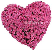 150 Pink Roses in a Heart Shape for Valentines Day