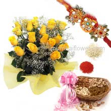 Rakhi Roses Dryfruits Combo