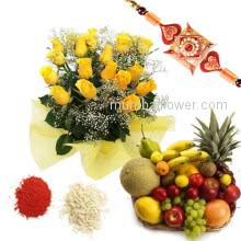 Rakhi Roses Fruits Combo