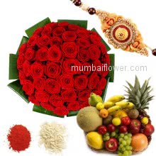 Rakhi Fruits N Roses Combo