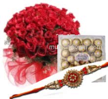 Rakhi with Red Roses