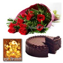 Diwali Flowers with eggless Cake