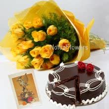 Deepawali Flowers with 1kg Eggless Cake