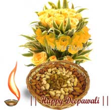 Pack of 500 Gms of Mixed dry fruits with Bunch of 12Yellow Roses.