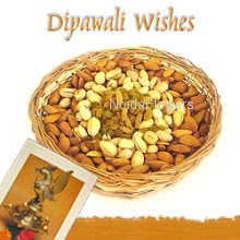 Hamper includes Pack of 250gm mixed dryfruits with diwali greeting card.