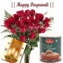 20 Red Roses with Gulab Jamun
