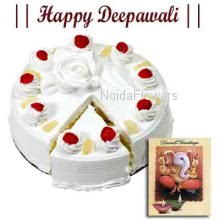 Eggless Pineapple Cake with Diwali Wishes