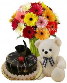 Mixed Flowers Cake Combo