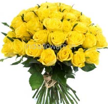 Bunch of 30 Yellow Roses nicely decorated with fillers and ribbons 