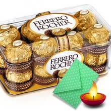 Diwali Combo of 16pc Fererro Rocher Box with 1pc Diwali Greeting Card