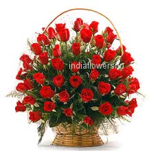 Basket of 40 Red Roses nicely decorated with Fillers and Greens.  Special deliveries to Mumbai, New Delhi, Bangalore ,  Patna,  Gurgaon.  We may substitute Basket / Container in case of availability. 